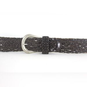 Vintage Woven Brown Lace Leather Belt with a Silver Buckle Adjustable Size